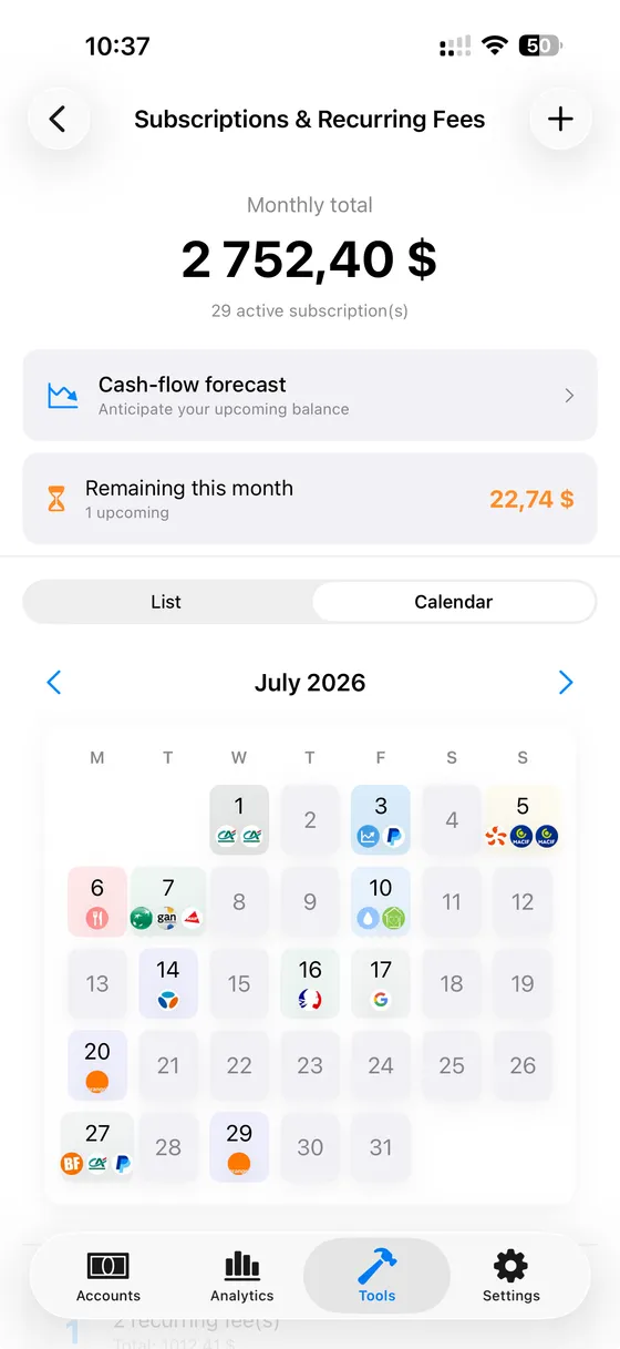 Subscription tracking