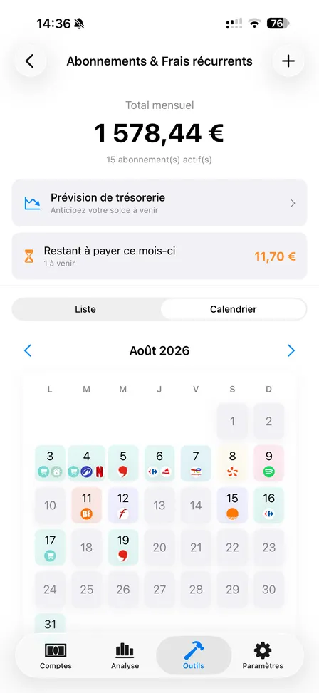 Suivi des abonnements FinaPrism