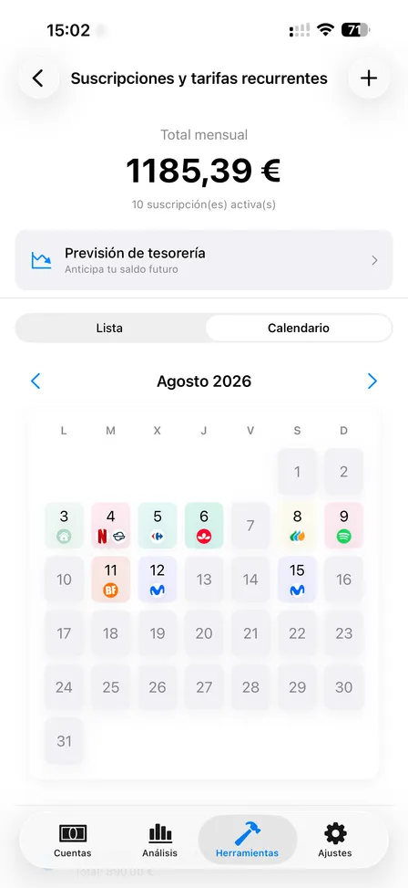 Seguimiento de suscripciones de FinaPrism