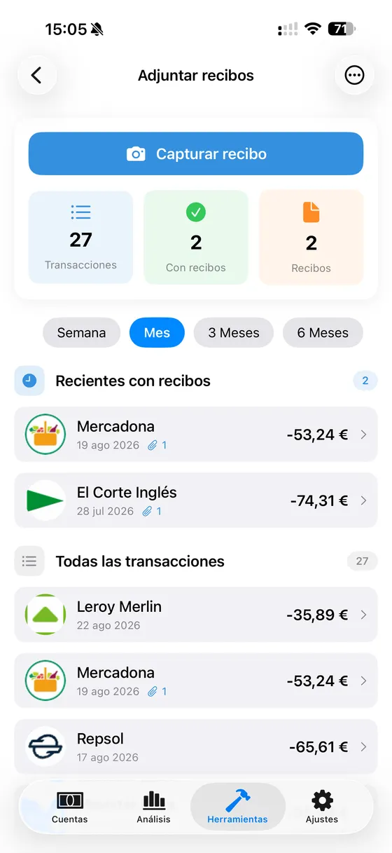 Gestión de recibos