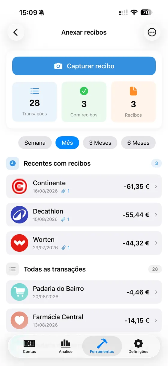 Gestão de recibos