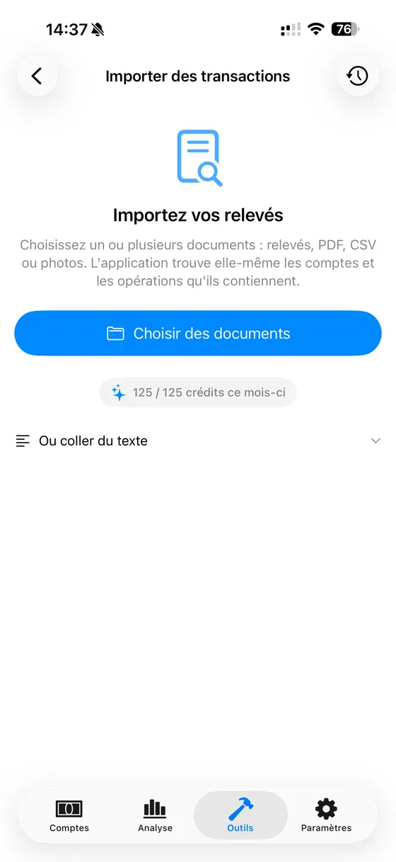Import de relevés