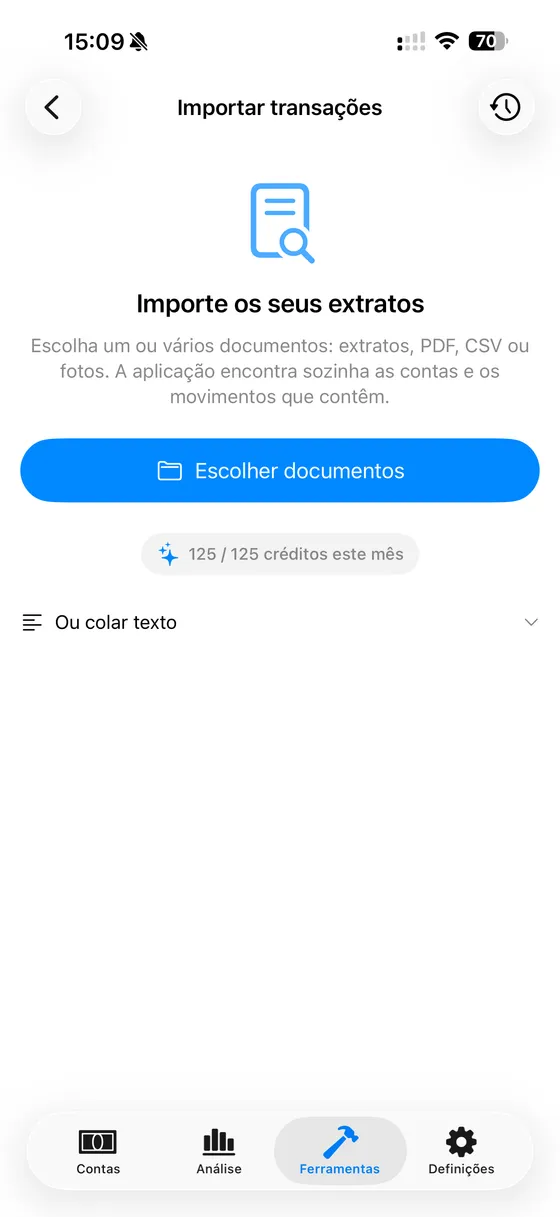 Importação de extratos